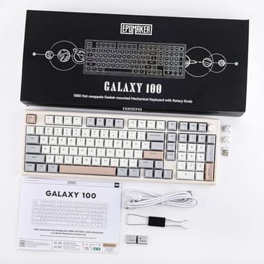 EPOMAKER Galaxy100 QMK/VIA Wireless Gaming Keyboard, Aluminum Shell, Bluetooth/2.4Ghz/USB-C, Pre-Lubed Hot-Swappable Linear Switches, NKRO, RGB Backlit (Creamy White, Marble White Switch) - Image 8