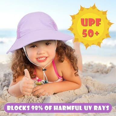 Toddler Baby Sun Hat Kids Summer UPF 50+ for Boys Girls Adjustable Beach Hats with Bucket Wide Brim Age 1-7 Years - Image 2