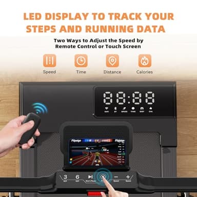 DeerRun 3 in 1 Walking Pad Treadmill, 300 lbs Capacity Foldable Treadmill, 3.0HP Low Noise Walking Pad with Handle Bar, Under Desk Treadmills for Home Office with Remote & Smart APP - Image 5