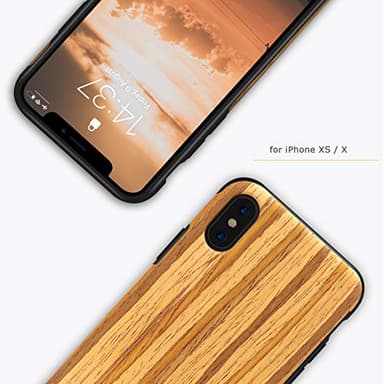 Tasikar Compatible with iPhone Xs & iPhone X Slim Case, Wood Grain Design, Easy Grip, Wireless Charging Compatible, Teak - Image 7