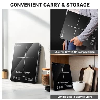 AMZCHEF Portable Induction Cooktop 20 Temperature & Power Levels, 1800W Induction Stove Burner with 6.8" Heating Coil, Low Noise Hot Plate Single Electric Cooktops Countertop Stove with Timer - Image 7