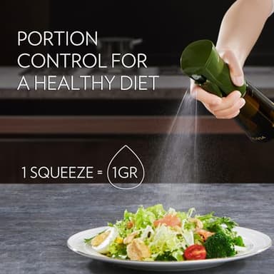 FLAIROSOL OLIVIA Oil Sprayer for Cooking, 200ml Glass Olive Oil Sprayer, Continuous Cooking Spray with Portion Control, Oil Dispenser for Kitchen, Air Fryer, Salad, BBQ (Green Bottle, Gold Print) - Image 5