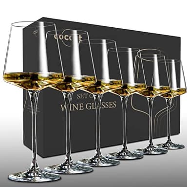 coccot Wine Glasses Set of 6,Crystal White Wine Glasses,Red Wine Glass Set,Long stem Wine Glasses,Clear Lead-Free Premium Blown Glassware (18.5oz,6 pack) - Image 1