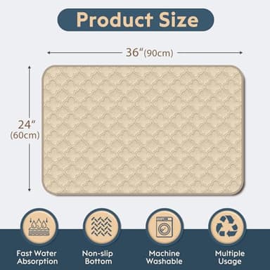 FunFurry Washable Pee Pads for Dogs - 2 Pack Reusable Waterproof Puppy Training Pads, Super Absorbent with Dog Paw Shape Non-Slip Backing (Cream, 24" X 36" - 2 Pack) - Image 2
