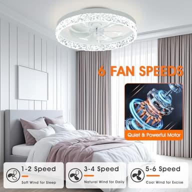 Ceiling Fans with Lights, 20'' Ceiling Fans with Lights and Remote, Low Profile Ceiling Fan with Light, 3 CCT & Dimmable, 6 Fan Speed, Remote&App Control Ceiling Fan for Bedroom, Living Room, Kitchen. - Image 4