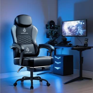 WAILOR Gaming Chair with Massage and Packet Spring Cushion,Ergonomic Gamer Chairs for Adults with Footrest 300lbs,High Back Gamer Leather Chair with Headrest and Lumbar Support - Image 2