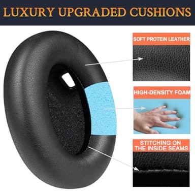 SOULWIT Replacement Earpads for Sony WH-1000XM4 (WH1000XM4) Headphones, Ear Pads Cushions with Noise Isolation Foam, Added Thickness, Without Affecting Sensor - Black - Image 5