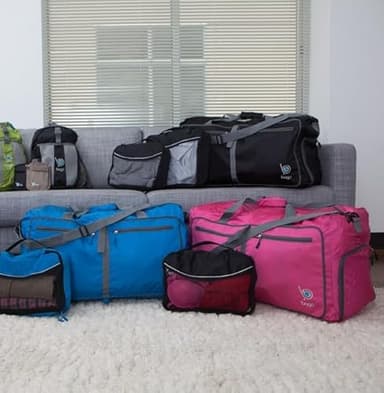 Bago Large Foldable Duffel Bags for Traveling Women & Men - 80L Packable Duffle Bag for Travel with Shoe Compartment - Water Repellant, Heavy Duty, Lightweight Folding & Collapsible (SnowBlack) - Image 12