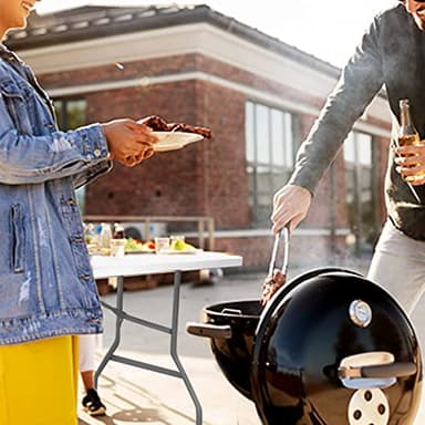 CAMP SOLUTIONS Plastic Folding Table, 6 FT Folding Table, Plastic Portable Tables for Dining Parties Card Picnic Camping, Granite White - Image 6