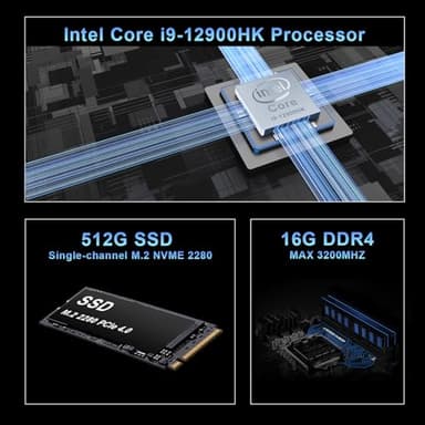 Reatan S9 Mini Gaming PC Intel Core i9-12900HK 14C/20T Turbo 5.0GHZ 16GB DDR4 512GB SSD Up to 8k Tripple-Screen Display Gaming Computers 2.5Gbps LAN Wi-Fi 6/BT5.2 - Image 2
