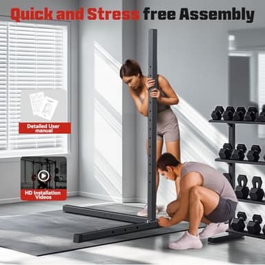 Sportsroyals Power Rack, Multi-Functional Power Cage with LAT Pulldown Pulley System, Squat Rack with More Training Attachments for Home Gym (Red)，1200 lbs Weight Capacity - Image 8