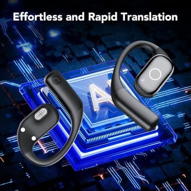 AI Translation Earbuds Real Time, 163 Language Translator Earbuds for iPhone and Android, 80H Playtime,3-in-1 Translation Headphones Translating Device, for Travel/Business/Meeting/Learning (Black) - Image 2