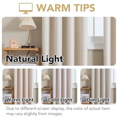 H.VERSAILTEX Linen Curtains 100% Blackout Curtains for Bedroom 63 inch Long Full Light Blocking Nature Linen Blended Window Curtains for Living Room Nickel Grommet (2 Panels, Heathered Natural) - Image 4