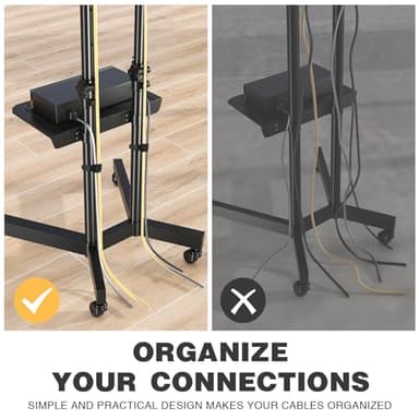 Mobile TV Stand with Upgraded Wheels for 32-75 Inch TVs up to 88 lbs, Height Adjustable Rolling TV Stand with Laptop Shelf, Mobile TV Cart with Heavy Duty Structure for Living Room, Patio, Office - Image 8