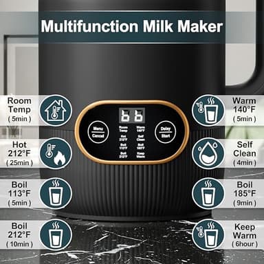 8 in 1 Nut Milk Maker, 8 Blade 35oz Homemade Almond, Oat, Coconut, Soy, Plant Based Milks and Non Dairy Beverages, Soy Milk Maker Machine with Delay Start/Keep Warm/Self-Cleaning/Boil Water - Image 2