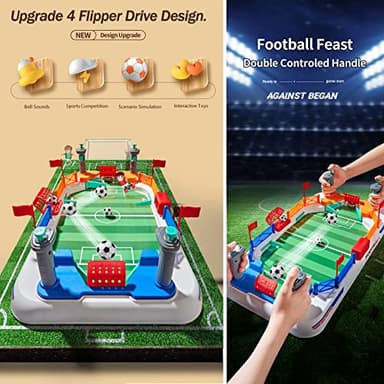 Couomoxa Upgrade Mini Football Games with 4 Flipper Drive Simulate Mini Tabletop Soccer Sport Board Game Educational Interactive Play Toy Gift for Boys,Girls Ages 3+ Adults - Image 2