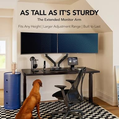 HUANUO Dual Monitor Stand for 13 to 40 inch, Premium Dual Monitor Mount with USB, Height Adjustable Monitor Stand for 2 Monitors, VESA Mount with Clamp/Grommet Base, Each Arm Hold up to 26.4lbs, HNDS7 - Image 6