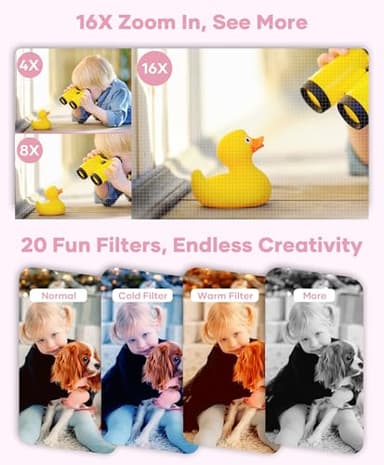 WONNIE Digital Camera 56MP, FHD 1080P Point & Shoot Camera with 32GB SD Card, 2 Batteries, and Lanyard, Ideal for Kids & Teens, Suitable Gift for Girls - Image 6