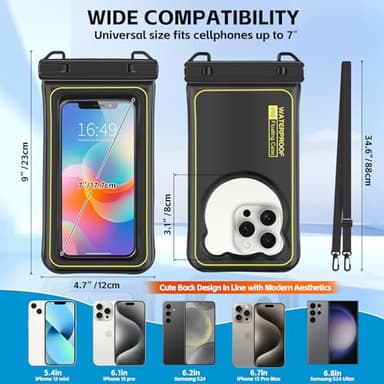 Kebrela IP68 Waterproof Phone Pouch Up to 6.8", Floating Waterproof Phone Case for iPhone 15 14 13 Pro Max, Galaxy S24 S23 S22 Ultra, Cellphone Dry Bag Cruise Beach Essential, Black - Image 4