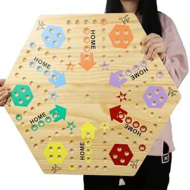 Medikaison Extra Large 23.6 Inches Wahoo Marble Board Game 4 and 6 Players 2 Sided Painted Thicken Wood Board Perfect Game for Family Friends Party - Image 3