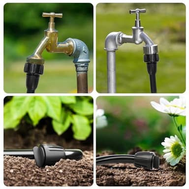 Bonviee Drip Irrigation Parts for 5/16" Main Line - (6-Pack) - 3 x PVC Female Hose Thread Non-Swivel Adapter and 3 x Barbed Threaded End Plugs - Drip Irrigation Fittings - Image 4