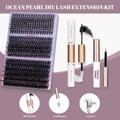Ocean Pearl Lash Clusters 320pcs 11-20mm Lash Clusters Kit 40D+50D+100D Eyelashes, Lash Extension Kit, Lashes Clusters Eyelash Extensions Kit,Eyelash Clusters with Lash Bond&Seal&Lash Remover&Tweezers - Image 3
