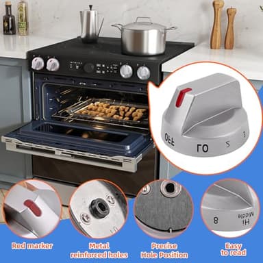 DG94-03500A/Z 4Pcs DG94-03500V DG94-03500W Compatible Replacement Knob for Samsung Electric Stove Models NE63T8111SS/AA NE63T8311SS/AA NE63T8751SS/AA NE63T8711SS/AA - Image 2