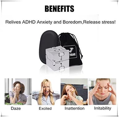 JOEYANK Fidget Cube New Version Fidget Finger Toys - Metal Infinity Cube Prime for Stress and Anxiety Relief/ADHD, Ultra Durable Sensory Gifts for Adults and Teens Kids - Image 6