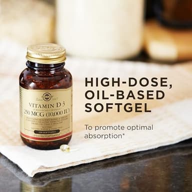 Solgar Vitamin D3 (Cholecalciferol) 250 MCG (10,000 IU), 120 Softgels - Helps Maintain Healthy Bones & Teeth - Immune System Support - Non GMO, Gluten/ Dairy Free - 120 Servings - Image 5
