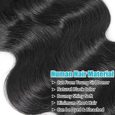 12A Body Wave Bundles Human Hair 22 24 26 28 Inch Human Hair Bundles 100% Unprocessed Brazilian Virgin Hair 4 Bundles Deals Hair Extensions Real Human Hair for Women Quick Weave Hair Natural Black - Image 5