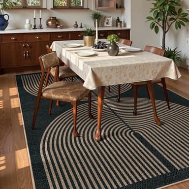 Lahome Modern Rainbow Easy Jute Outdoor Carpet, Washable Rugs 9x12 for Living Room Patio Large Farmhouse Indoor Outdoor Carpet, Contemporary Black Dining Room Rugs for Under Table Office Backyard - Image 6