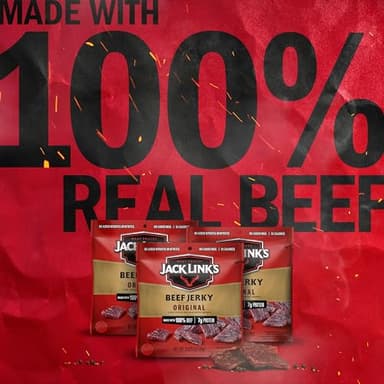 Jack Link's Beef Jerky, Original, Multipack Bags – Flavorful Meat Snacks for Lunches, Ready to Eat Protein Snacks, Individual Packs - 7g of Protein, Made with 100% Beef – 0.625 oz (Pack of 5) - Image 3