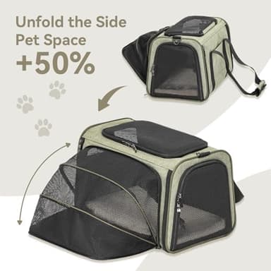 Petsfit Expandable Cat Carrier Dog Carrier,Airline Approved Soft-Sided Portable Pet Travel Washable Carrier for Kittens,Puppies,Removable Soft Plush mat and Pockets,Locking Safety Zippers - Image 5