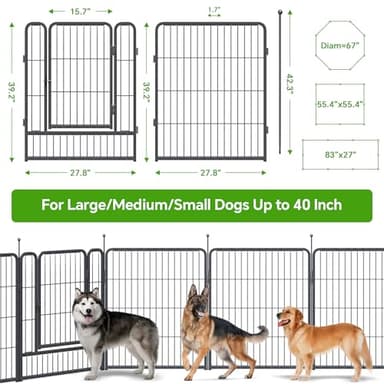 Mr Ironstone Dog Playpen with Anti-Rust Coating – 40" Height 8 Panels Portable & Foldable Indoor/Outdoor Pet Fence for Large, Medium, or Small Dogs – Durable Exercise Pen - Image 3