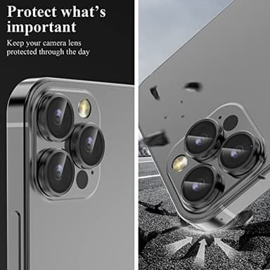 YWXTW Designed for iPhone 14 Pro Max Camera Lens Protector, for iPhone 14 Pro Camera Lens Protector, Individual Metal Anti Scratch HD Clear Case Friendly Tempered Glass Camera Cover, 1 Set (Graphite/Black) - Image 5