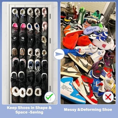 Teikou 35Large Pockets Over The Door Shoe Organizer, Mesh Pockets Shoe Holder Rack, Capacity Shoe Hanging Storage，door shoe rack With 4 Metal Hook. - Image 6