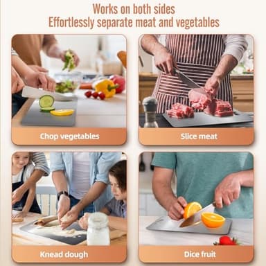 100% Titanium Cutting Board for Kitchen - Dishwasher Safe Chopping Boards with Handle, Reversible Charcuterie Board for Home Counter Outdoor Camping Housewarming Gifts for Women - Image 3