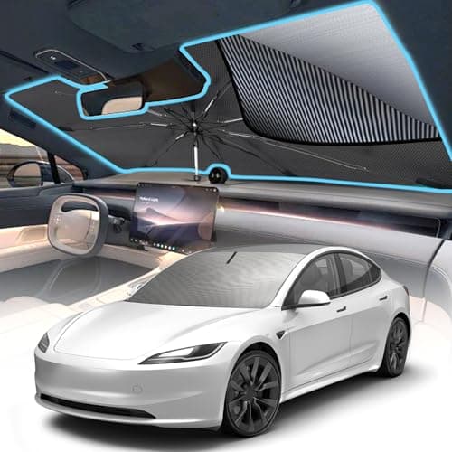 [2025 Upgrade] Windshield Sun Shade Umbrella, Foldable Car Sun Shade with Vinyl Coating Heat Shield UV Ray Reflector Keeps Cool and Protect Interior, for Auto Trucks Sedan SUV (57" x 31") - Image 1