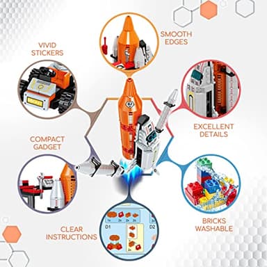 Space Exploration Shuttle Toys for 6 7 8 9 10 11 12 Year Old Boys 12-in-1 STEM Aerospace Building Kit Toy with Heavy Transport Rocket and Launcher Best Gifts for 6-12 Year Old Boys (566 PCS) - Image 3