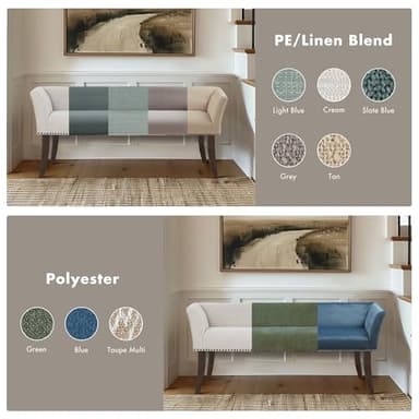 Madison Park Accent Bench, Upholstered with Nailhead Trim, & Padded Seat Entryway Bench Small, End of Bed Bench with Back, 49.5" W x 19.25" D x 23" H, Grey - Image 8