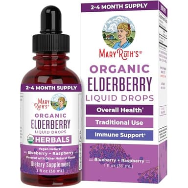 MaryRuth Organics Elderberry Syrup | USDA Organic | Sugar Free Immune Support Supplement for Adults & Kids, Ages 1 | Vegan, Non-GMO, Immune Boosters, Clean Label Project Verified | 1 Fl Oz - Image 1