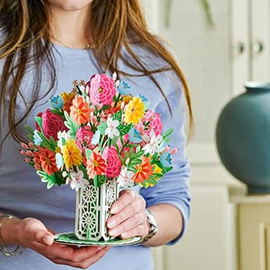 Paper Love HugePop 3D Blissful Bouquet Pop Up Card, with Detachable Paper Flower Bouquet, For Birthday, Anniversary, Wedding, All Occasions - Jumbo 10" x 14" Cards - Includes Envelope and Note - Image 3