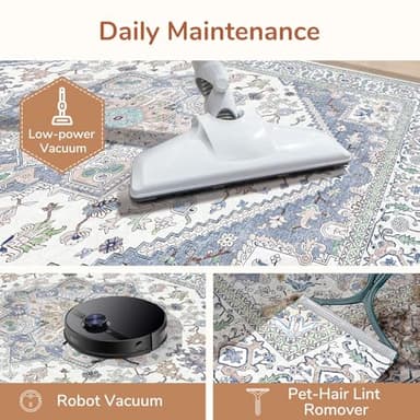 OPPODREAM Soft Area Rugs 9x12 Living Room, Washable Rugs 9x12 with Non Slip Backing, Faux Cashmere Low-Pile 9 x 12 Carpet, Purple & Green & Cream - Image 5