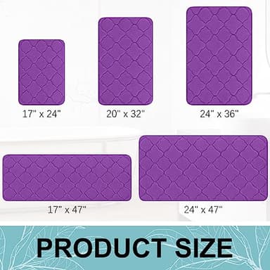 OLANLY Memory Foam Bath Mat Rug 47x24, Ultra Soft and Absorbent Bathroom Rugs, Non-Slip, Comfortable, Machine Washable Bath Carpet for Bathroom Floor, Tub, Shower and Home Decor Accessories, Purple - Image 9