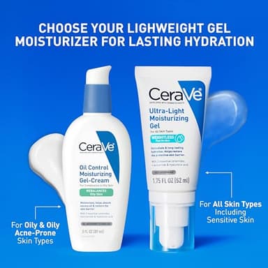 CeraVe Ultra-Light Moisturizing Gel, Hydrating Gel Face Moisturizer For Men & For Women with Ceramides, Niacinamide, Hyaluronic Acid, Fragrance Free, Oil-Free, Mattifying Moisturizer, 1.75 FL Oz - Image 3