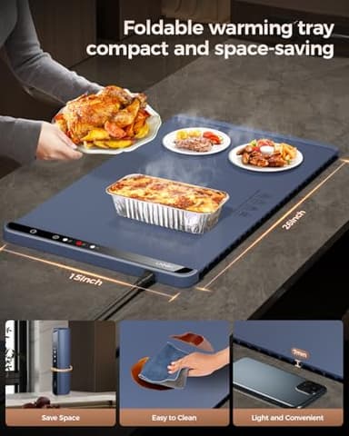 Warming Mat for Food,Food Warming Mat,Electric Warming Tray for Buffets Party and Home Daily Use,Heating Fastly in 10s,Portable Design,Timed Function for Your Family. - Image 3