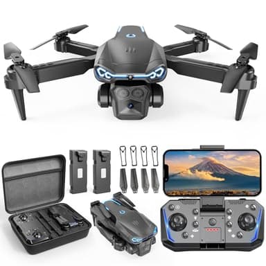 X-shop Foldable Drone with 1080P HD Camera for Beginners & Adults, FPV Live Video, One Key Start, Altitude Hold, 3D Flips, Gesture Selfie, 3 Speed Modes, 2 Batteries - Image 1