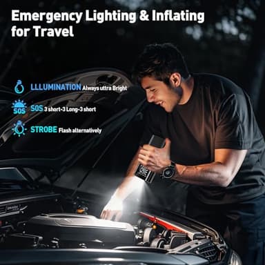 Tire Inflator Portable Air Compressor - Air Pump for Car Tires 150PSI &15000 mAh Battery, Portable Tire Inflator for Car with Pressure Gauge, Tire Inflator with LED Light, for Bike, Motorcycle, Balls - Image 6