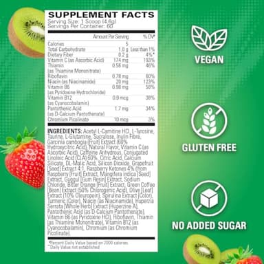 EHP Labs OxyShred Pre Workout Powder - Preworkout Powder with L Glutamine & Acetyl L Carnitine, Energy Boost Drink - Kiwi Strawberry, 60 Servings - Image 3