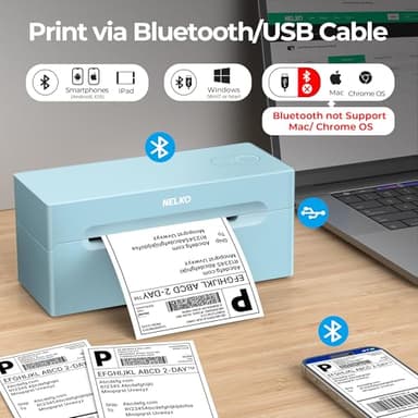 Nelko Bluetooth Thermal Shipping Label Printer, 4x6 Shipping Label Printer for Shipping Packages, Support Android, iPhone and Windows, Widely Used for Amazon, Ebay, Shopify (Blue) - Image 3